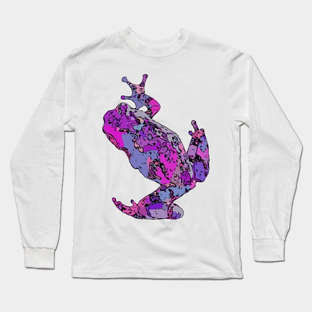 Magenta Tree Frog Climbing Colorful Purple Pink Long Sleeve T-Shirt by Griffelkinn